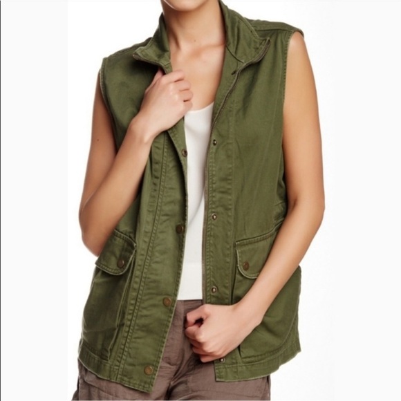 Harlowe & Graham Jackets & Blazers - Harlowe & Graham Olive Green Utility Vest Army Fishing